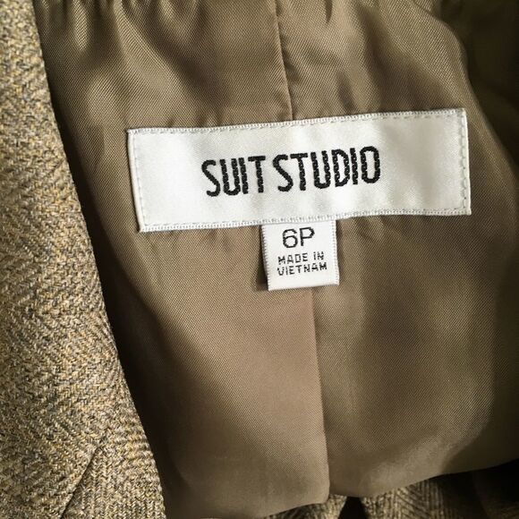 SUIT STUDIO TAN 3 BUTTON LONG SLEEVE BLAZER 6P - Picture 10 of 10